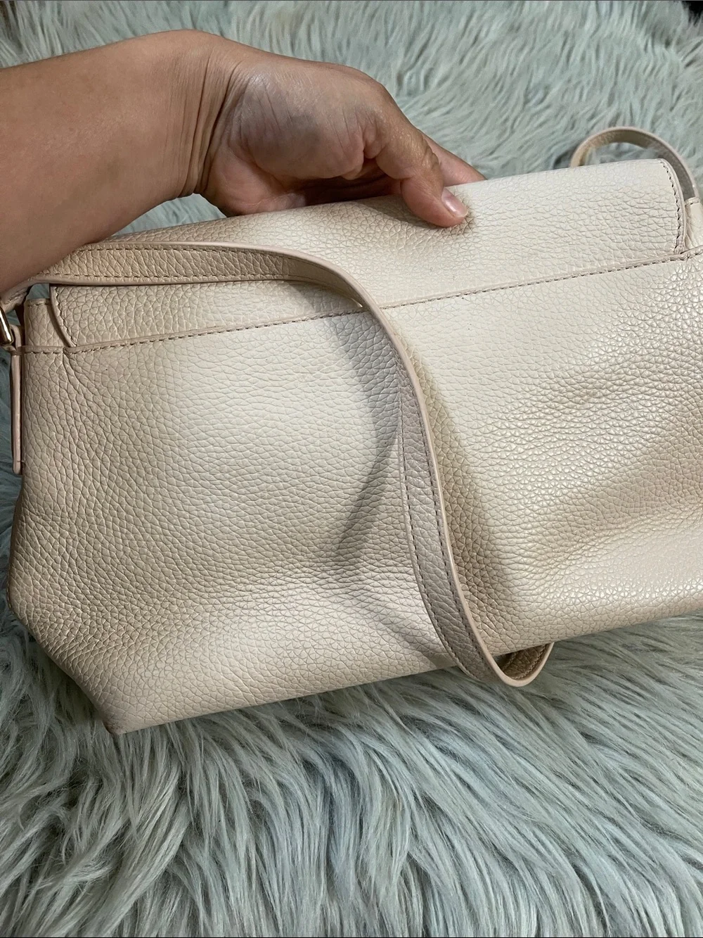 Tory Burch Pale Pink Pebbled Leather Crossbody with Tassels
